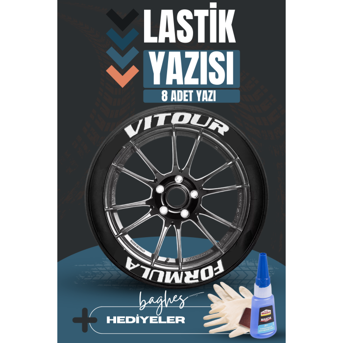 Vitour Formula Motosiklet Ve Otomobil Araç 3d Oto Lastik Yazısı Sticker Arma Seti – 8 Adet