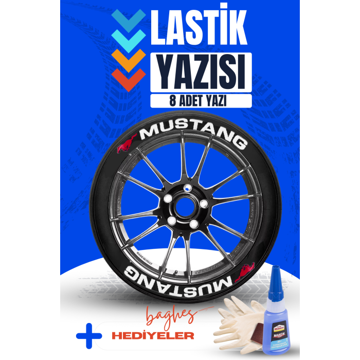 Mustang Motosiklet Ve Otomobil Araç 3d Oto Lastik Yazısı Sticker Arma Seti – 8 Adet