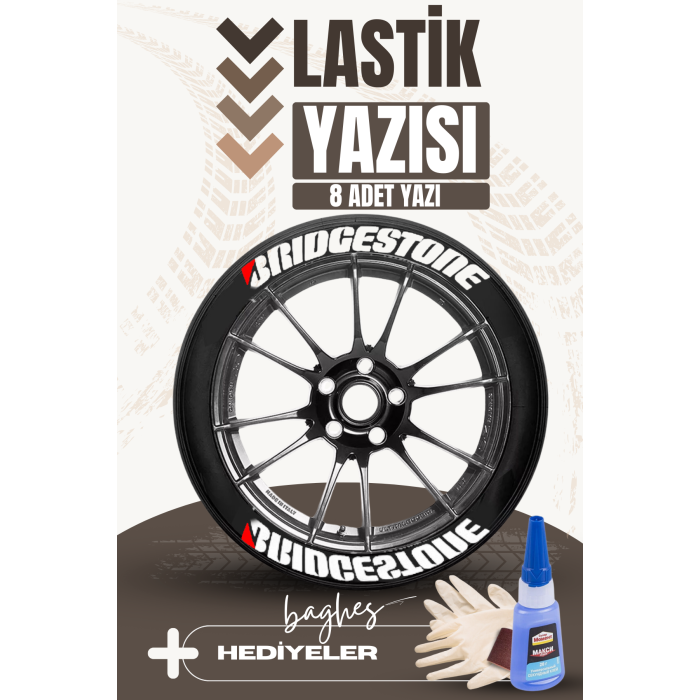Bridgestone Motosiklet ve Otomobil Araç 3D Oto Lastik Yazısı Sticker Arma Seti – 8 Adet