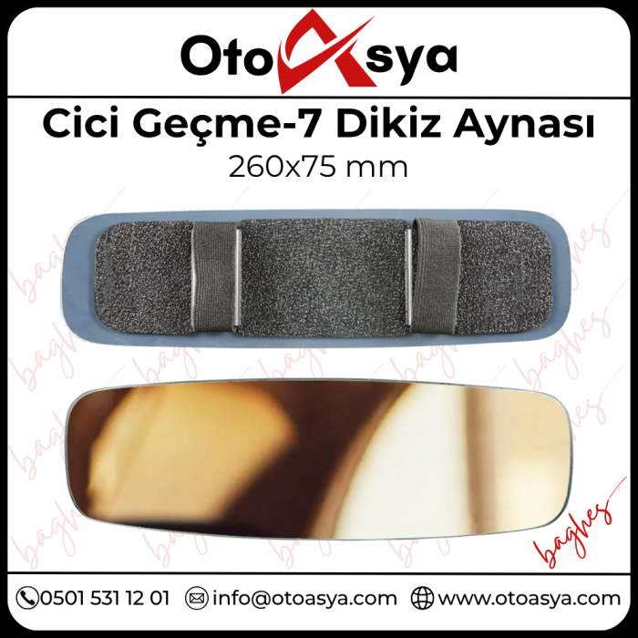 Cici Geçme-7 Lastikli Universal İç Dikiz Aynası r450 260x75 mm