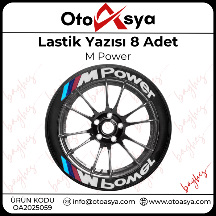 Lastik Yazısı 8 Adet M Power