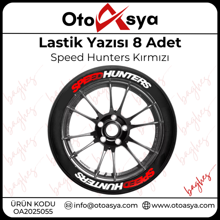 Lastik Yazısı 8 Adet Speed Hunters Kırmızı