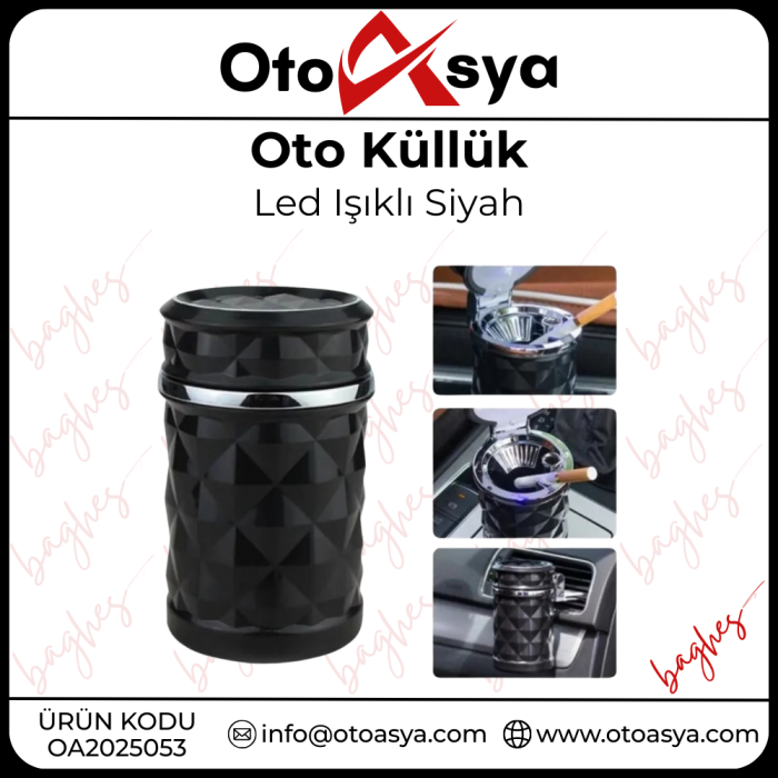 Işıklı Elmas Küllük Siyah