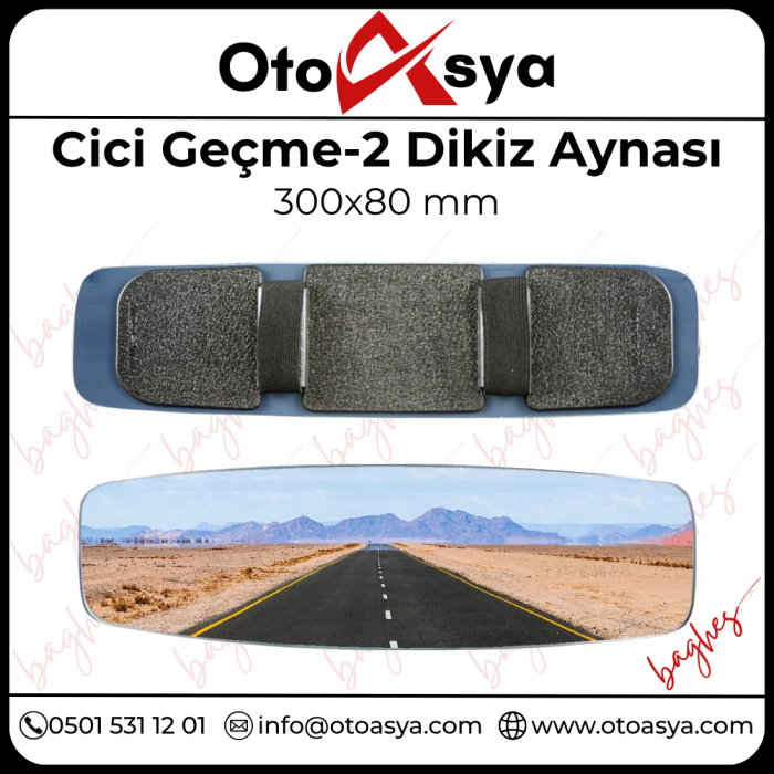 Cici Geçme-2 Lastikli Universal İç Dikiz Aynası r450 300x80 mm