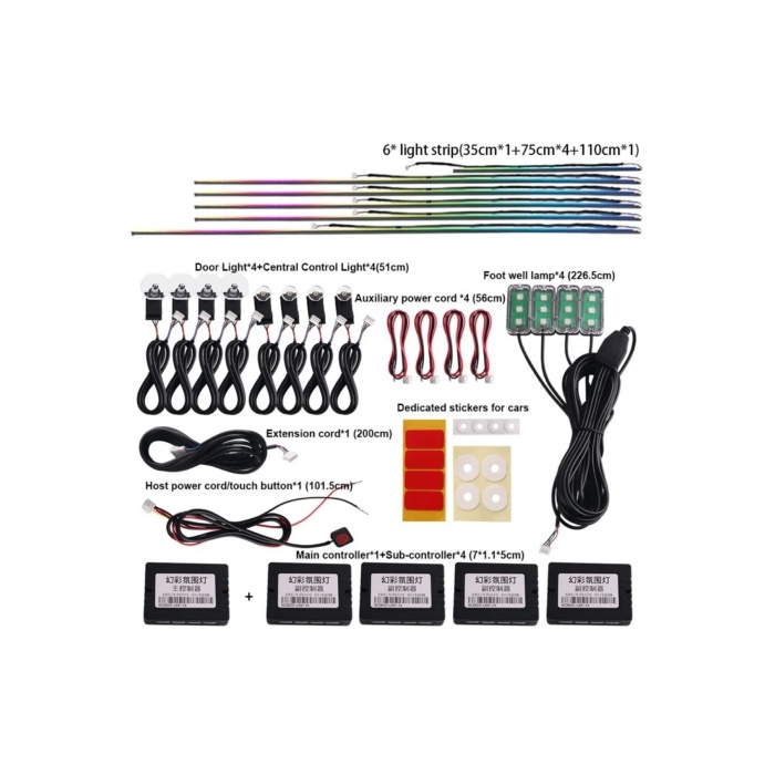 64 Renk RGB Araç İç Ambiyans Led Dekorasyon Ortam Işıkları