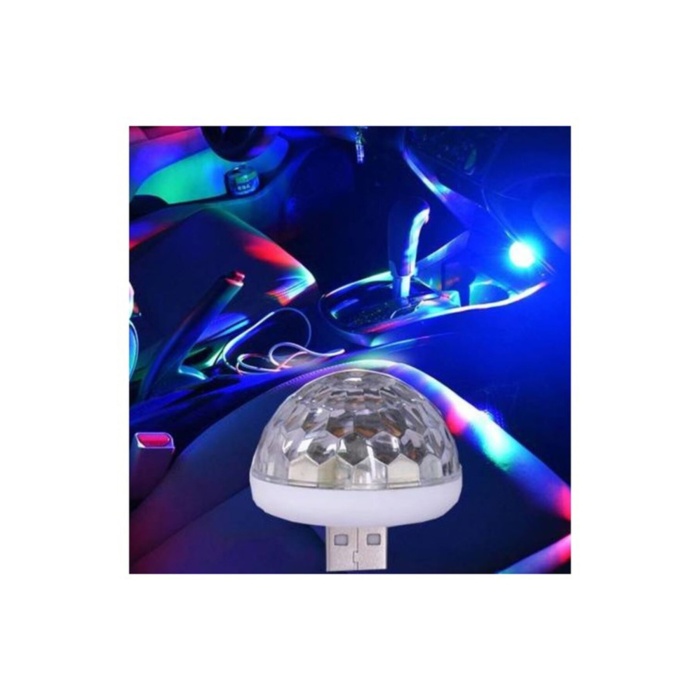 Müziğe Ve Sese Duyarlı Usb Girişli Araç Içi - Mini Disko Topu Parti