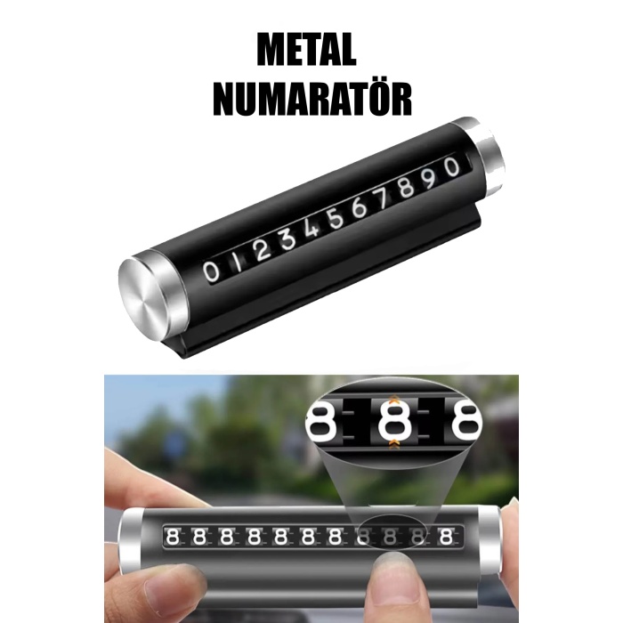 Metal Kasa Numara Çevirmeli Araç İçi Telefon Numaratör Park Numarası Parkmatik Araba Numaratör