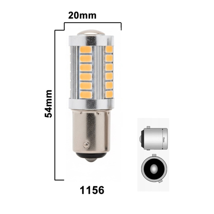 P21w Mercekli Led 93 Sinyal Stop Ampul 33 Led 12v Tek Duy Düz Tırnak
