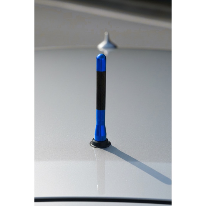 Mavi Universal Karbon Fiber Oto Radyo Anteni Çubuk Anten 12 Cm