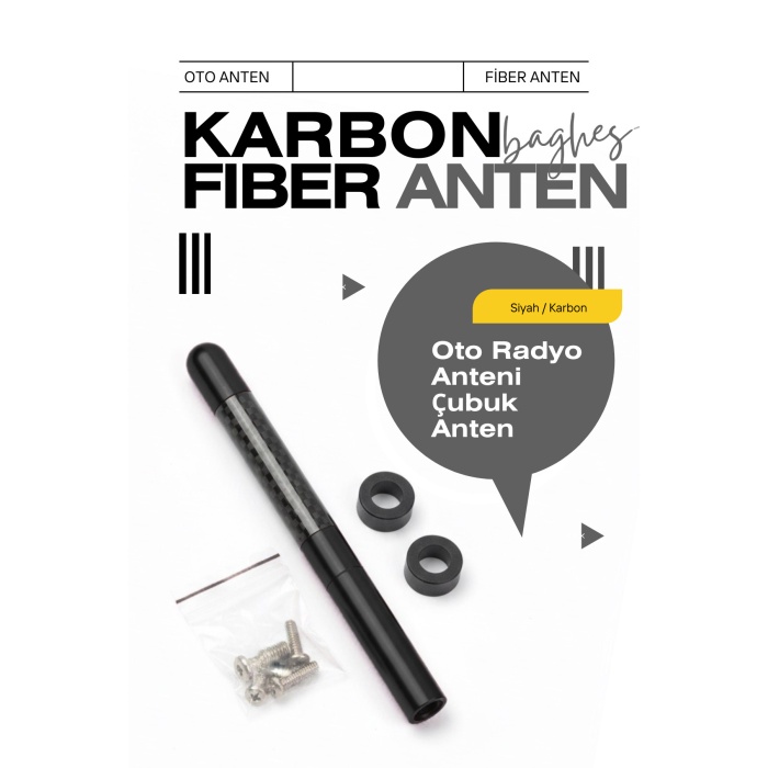 Siyah Universal Karbon Fiber Oto Radyo Anteni Çubuk Anten 12 Cm