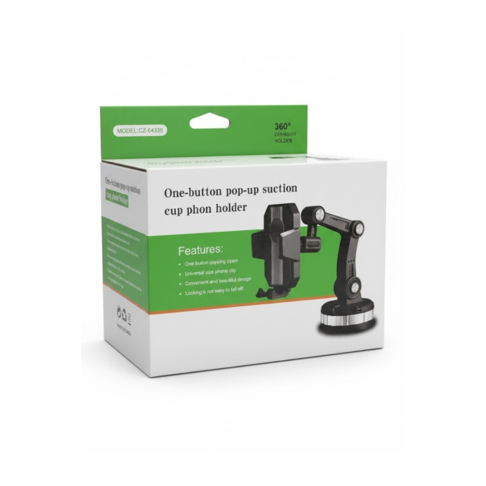 Oto Torpido Konsol Telefon Tutucu | 360 Derece Döner Ayarlı Otomatik Kilitli Vantuzlu