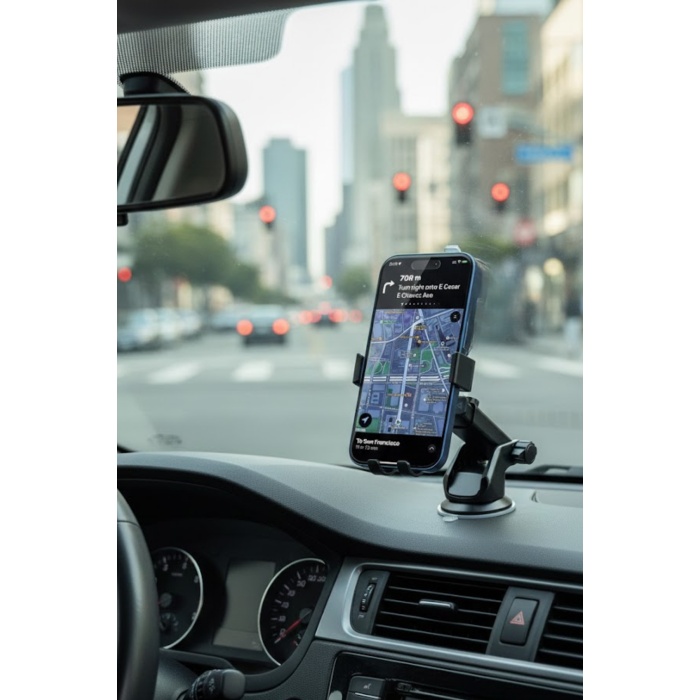 Oto Torpido Konsol Telefon Tutucu | 360 Derece Döner Ayarlı Otomatik Kilitli Vantuzlu