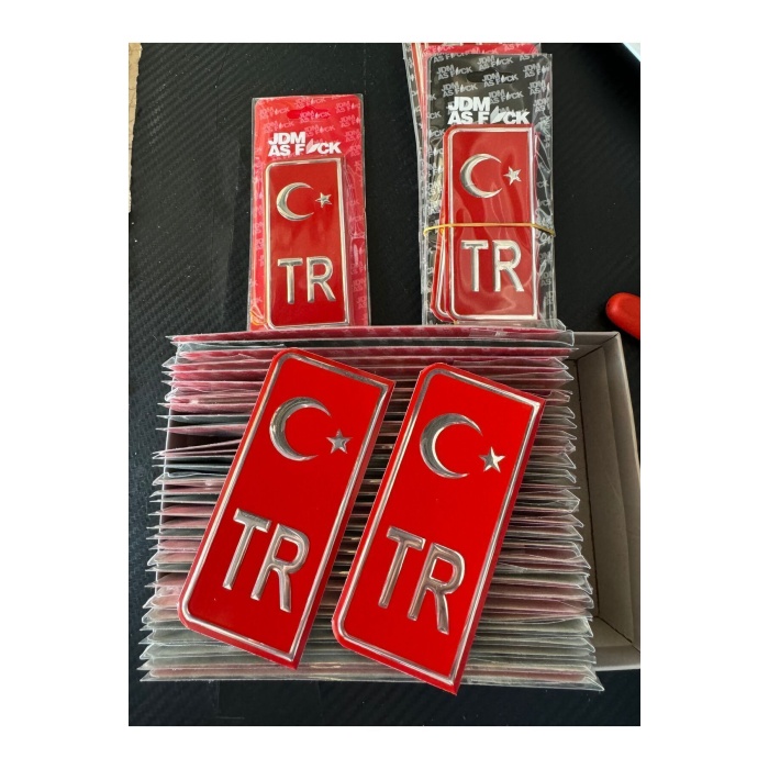 TR Plaka Arması Kırmızı 2’li Damla Etiket Sticker +AA KALİTE