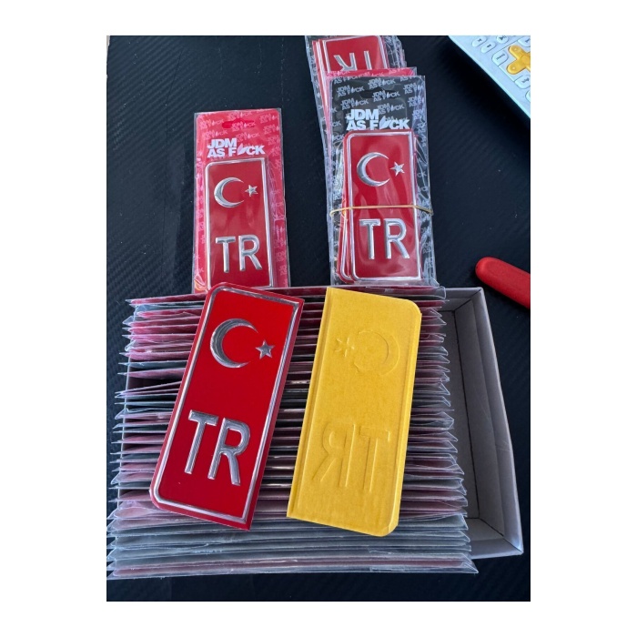 TR Plaka Arması Kırmızı 2’li Damla Etiket Sticker +AA KALİTE
