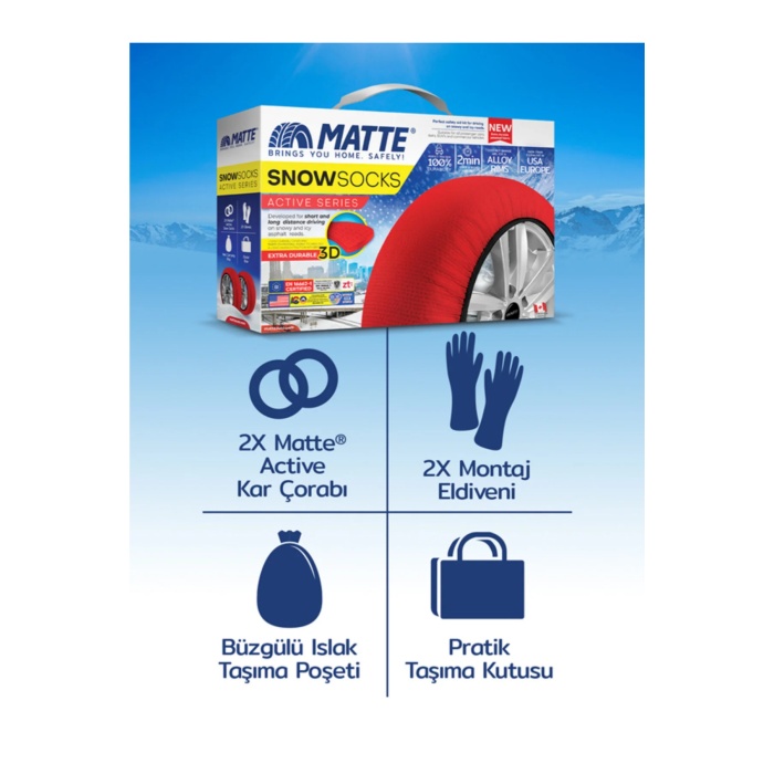 Matte Active Serisi L Beden Kar Çorabı – Kaymaz Kar & Buz Performansı