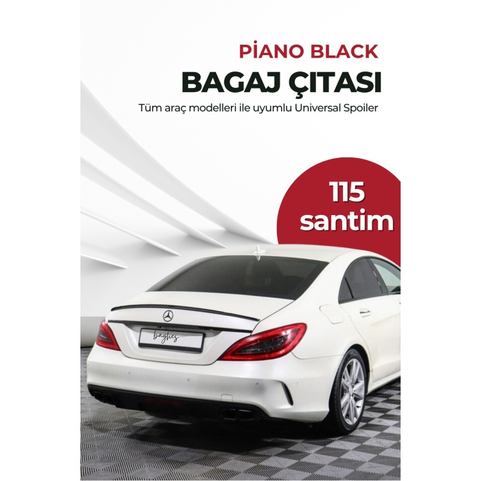 Arka Bagaj Spoiler 115 cm – Parlak Siyah Üniversal Bagaj Çıtası Spoyler