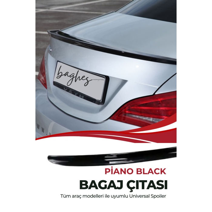 Arka Bagaj Spoiler 115 cm – Parlak Siyah Üniversal Bagaj Çıtası Spoyler