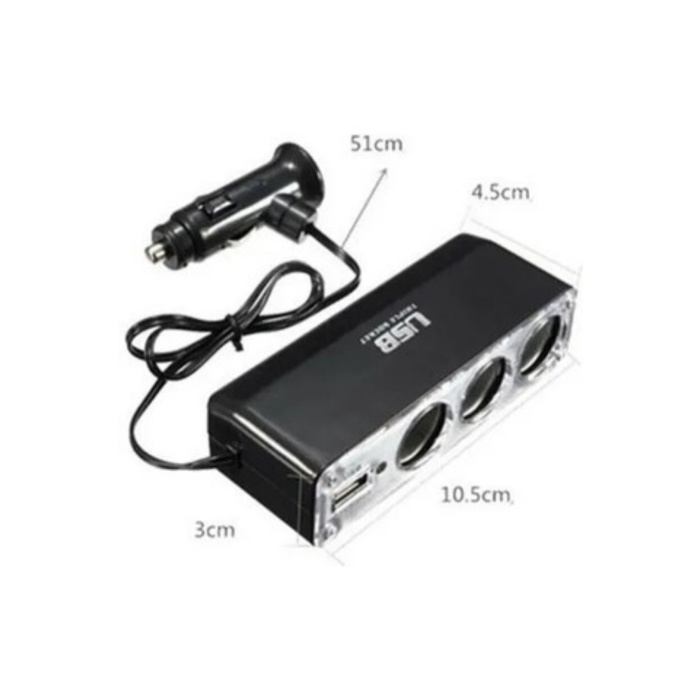 Araç Çakmaklık Çoklayıcı – USB Çıkışlı 3’lü Oto Çakmak Soketi (12V/24V)