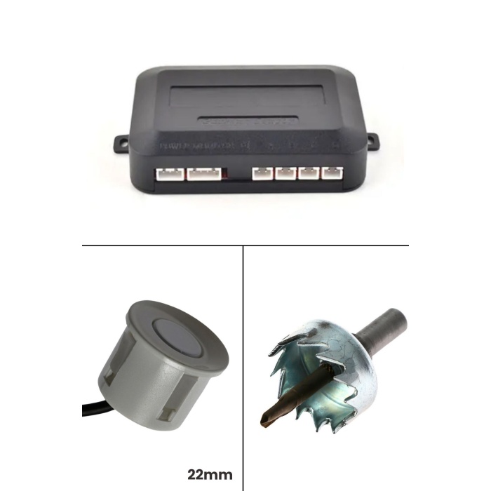 Sesli Araç Park Sensörü – 22 mm Gri Göz, Bip Ses Uyarı