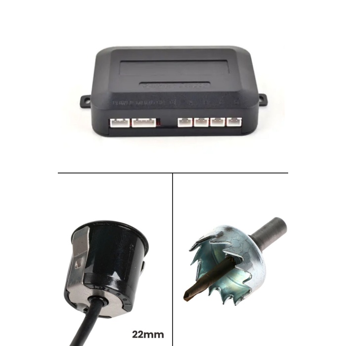 Sesli Araç Park Sensörü – 22 mm Siyah Göz, Bip Ses Uyarı