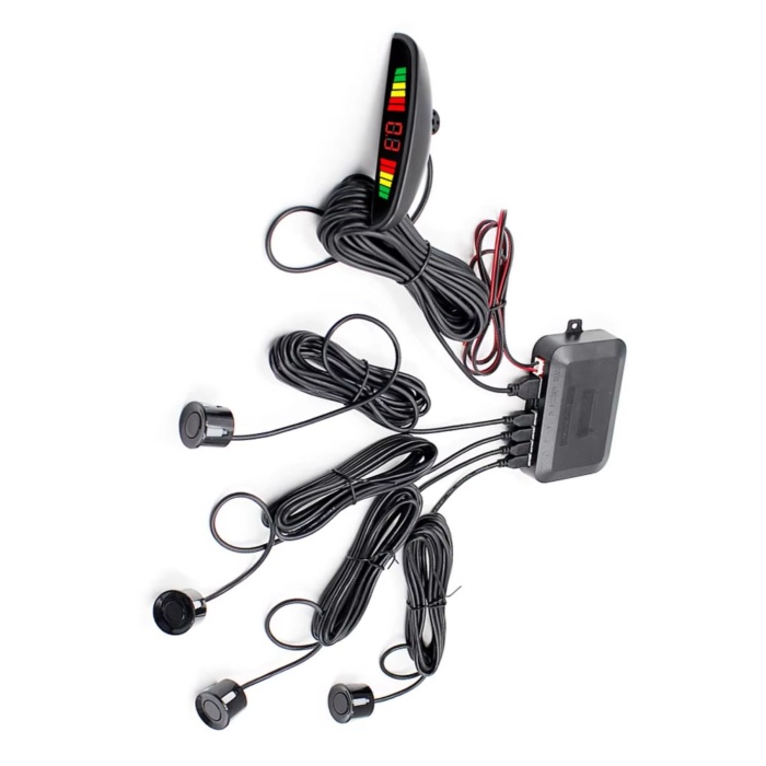 Dijital Ekranlı Sesli Araç Park Sensörü – 22 mm Siyah Göz, Sesli Uyarı