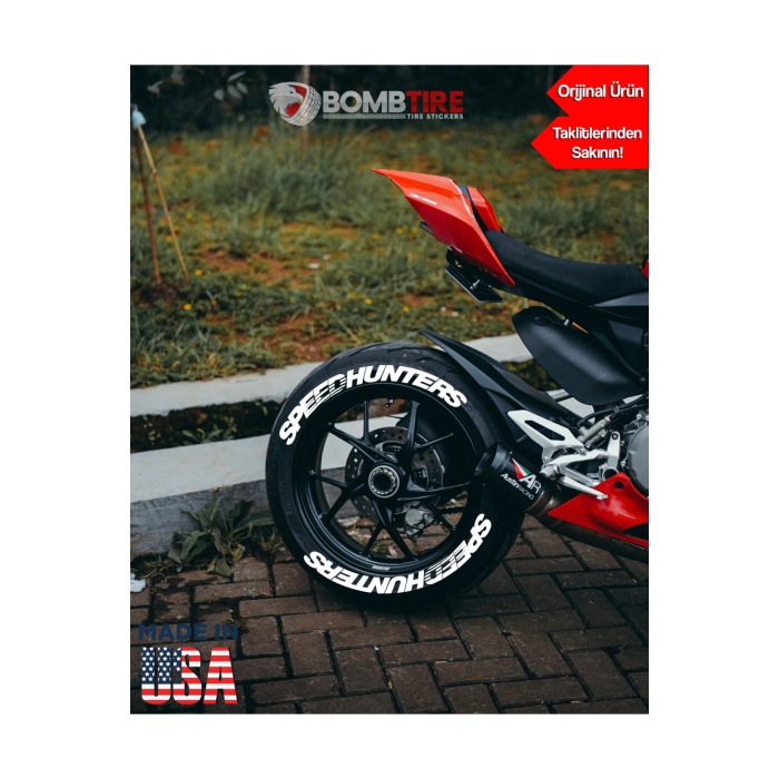 Speed Hunters Motosiklet Ve Otomobil Lastik Yazısı Sticker Arma 4 Adet 2.5 Cm