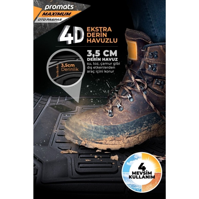Maxımum Her Araca Uyumlu 4d Havuzlu Oto Paspas