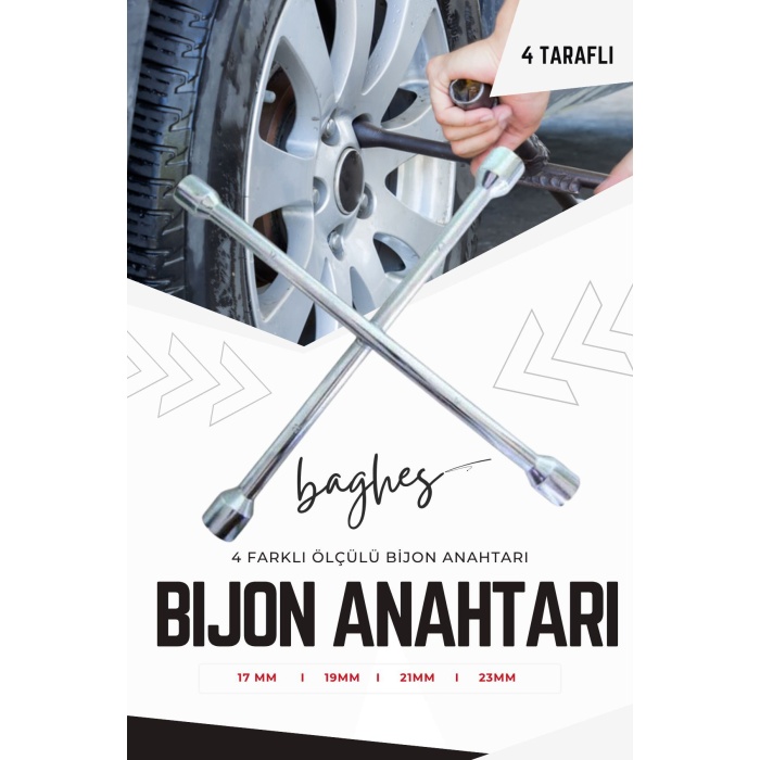 Çelik 4 Uçlu Bijon Anahtarı – Dayanıklı ve Pratik Oto Bijon Sökme Anahtarı
