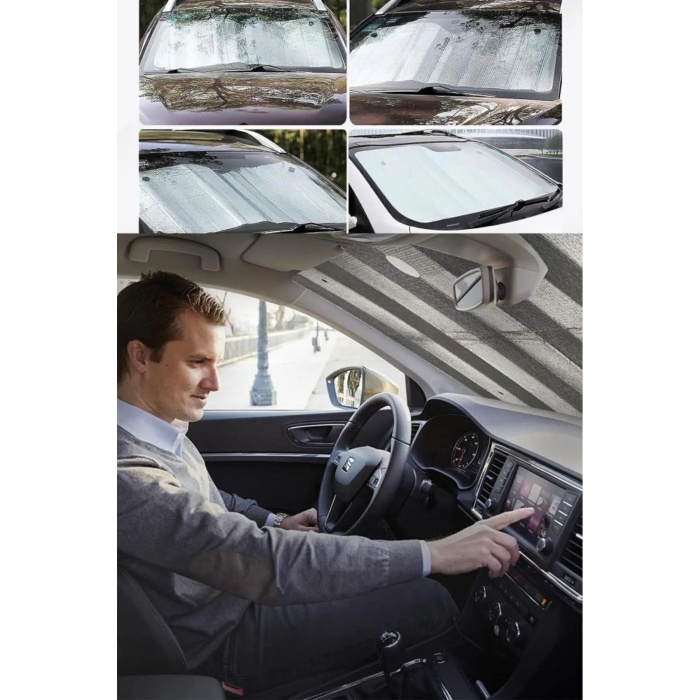 140 X 70 Cm Araba Ön Cam Güneşlik Cam Güneşliği Otomobil Güneşlikleri Araç Gölgelik Oto İçi Vantuzlu