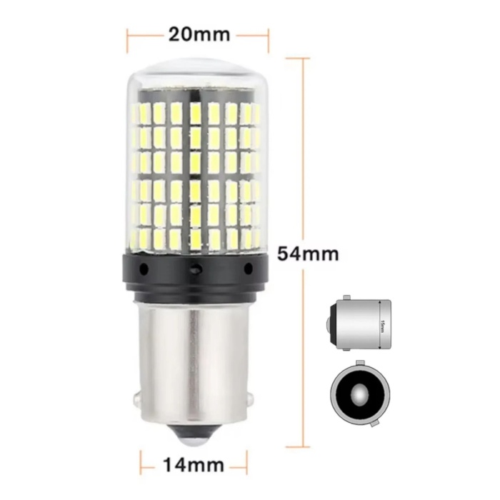 P21w SMD 1156 144 Ledli Ultra Parlak Geri Vites Park Ampül Tek Duy Beyaz 2 Adet