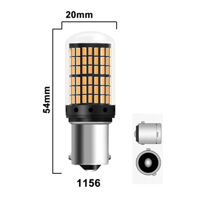 P21w SMD 1156 144 Ledli Geri Vites Park Ampül Tek Duy Turuncu 2 Adet