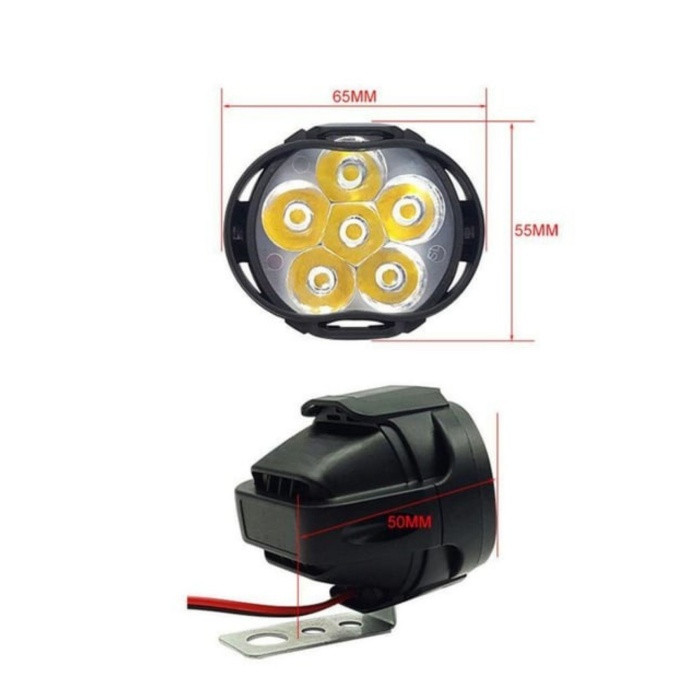 2’li Motosiklet LED Sis Farı Seti – 6 LED, 12V, Çakar & Düz Işık Modlu