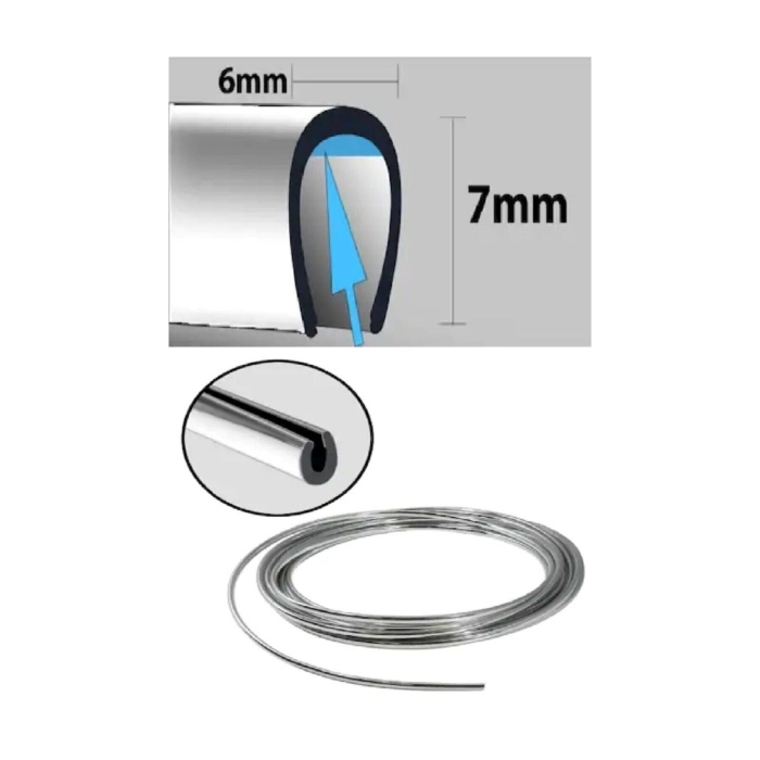 Araç Içi Dışı Geçmeli Koruyucu U Tipi Krom Çıta Kapı Koruyucu 5 Metre