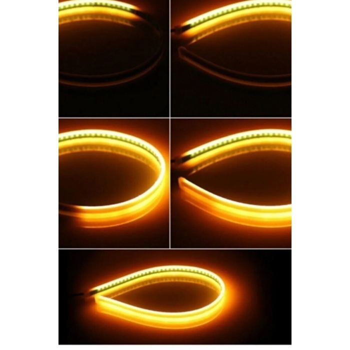 2 Renkli Kayar Sinyalli Far Üstü & Far İçi Gündüz Ledi – 60 cm (Beyaz + Sarı)