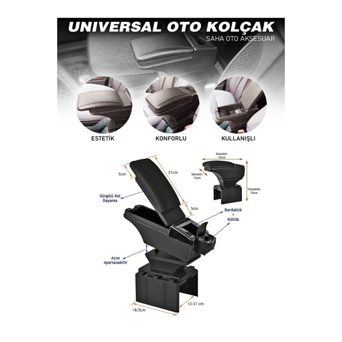 Class Saha Kol Dayama Universal Sürgülü Siyah Kolçak