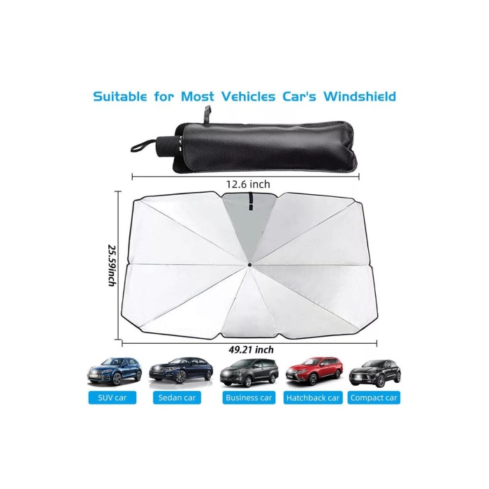 Tüm Araçlar İçin Araba Ön Cam Güneşlik Katlanabilir Güneşlik Şemsiye Ön Cam Gölgelik Esnek