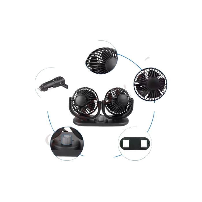 Araç Içi 360 Derece Dönebilen Mükemmel Soğutucu Vantilatör 24v Kademeli Güç Özelliği