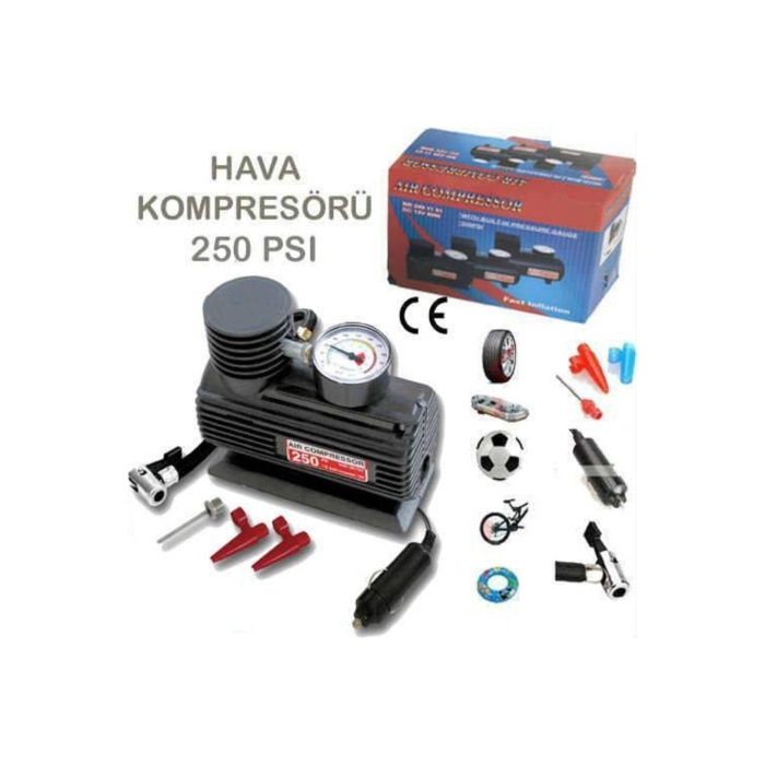 Hava Kompresörü Lastik Pompası Mini 12v 250 Psı