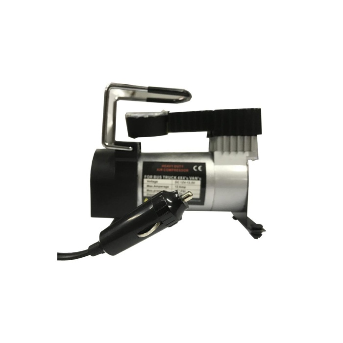 Oto Lastik Hava Kompresörü Metal Görünümlü, Çakmaklıklı, 12v 150 Psi
