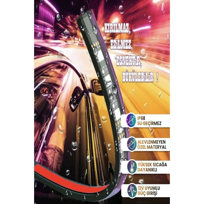 Araç Içi Aydınlatma Sorelis Kumandalı Müziğe Duyarlı 12 Led Ayak Altı Led - 7 Renk Rgb Pro