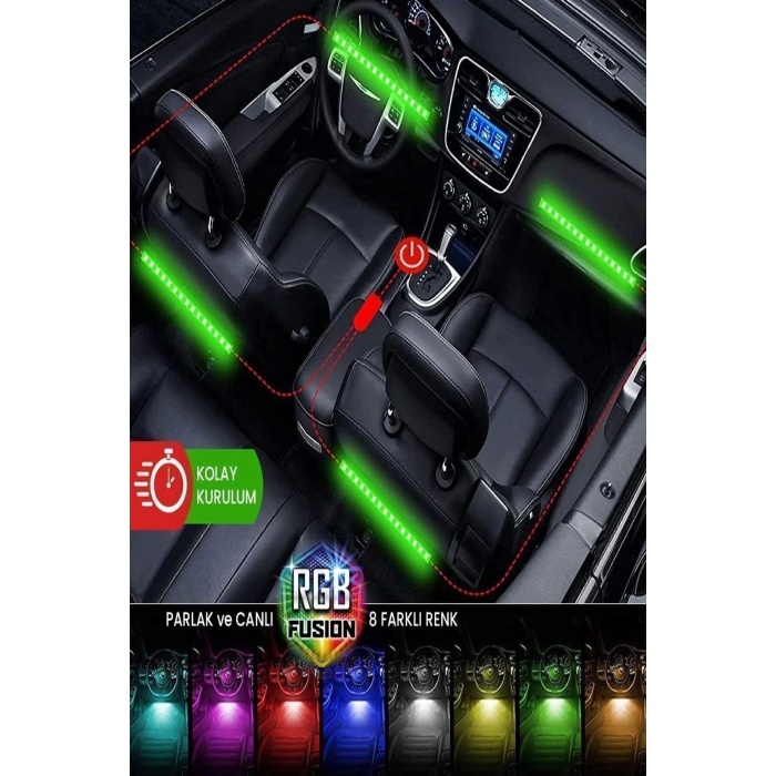 Araç Içi Aydınlatma Sorelis Kumandalı Müziğe Duyarlı 12 Led Ayak Altı Led - 7 Renk Rgb Pro