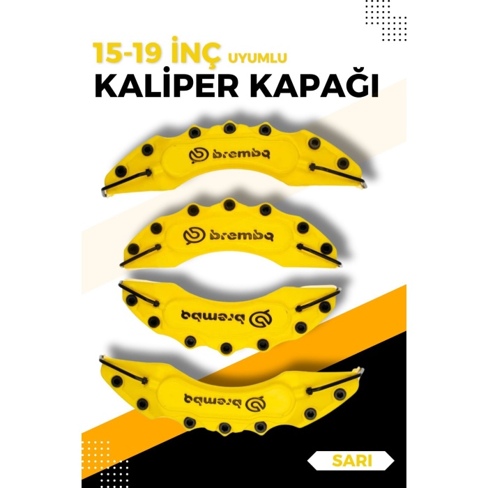 Sarı Kaliper Kapağı Seti (4lü) – Yağ Hortumlu Sportif Görünümlü Kapak Takımı