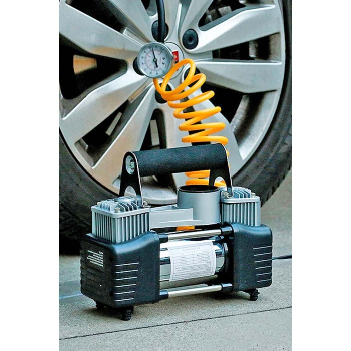 Çift Pistonlu Taşınabilir Oto Araç Lastik Kompresörü – 12V Yüksek Basınçlı Araba Hava Pompası