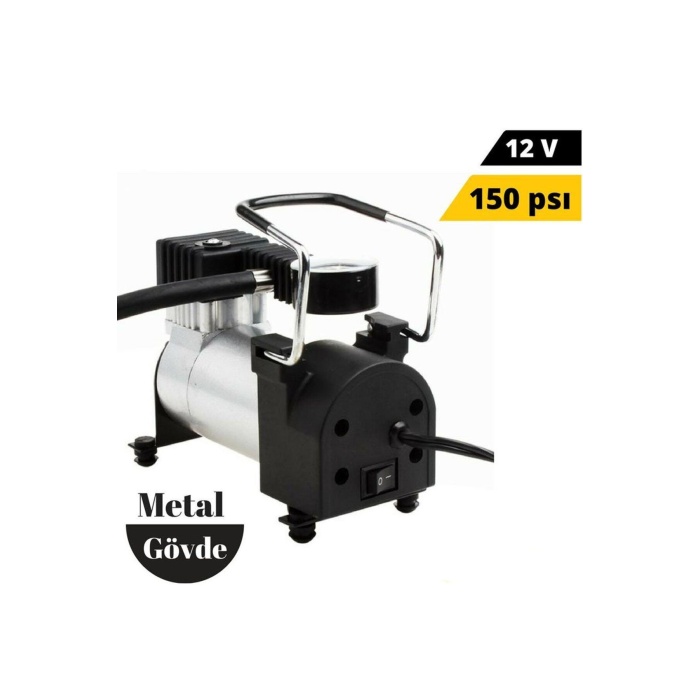 Metal Görünümlü Hava Kompresörü 12 Volt