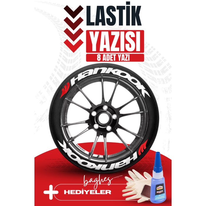 Hankook Motosiklet Ve Otomobil Araç 3d Oto Lastik Yazısı Sticker Arma Seti – 8 Adet