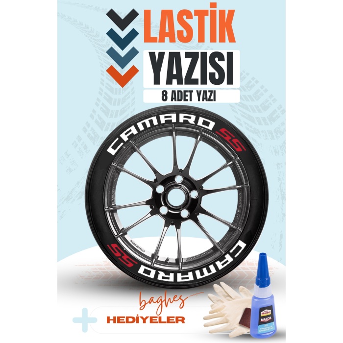 Camaro Ss Motosiklet Ve Otomobil Araç 3d Oto Lastik Yazısı Sticker Arma Seti – 8 Adet