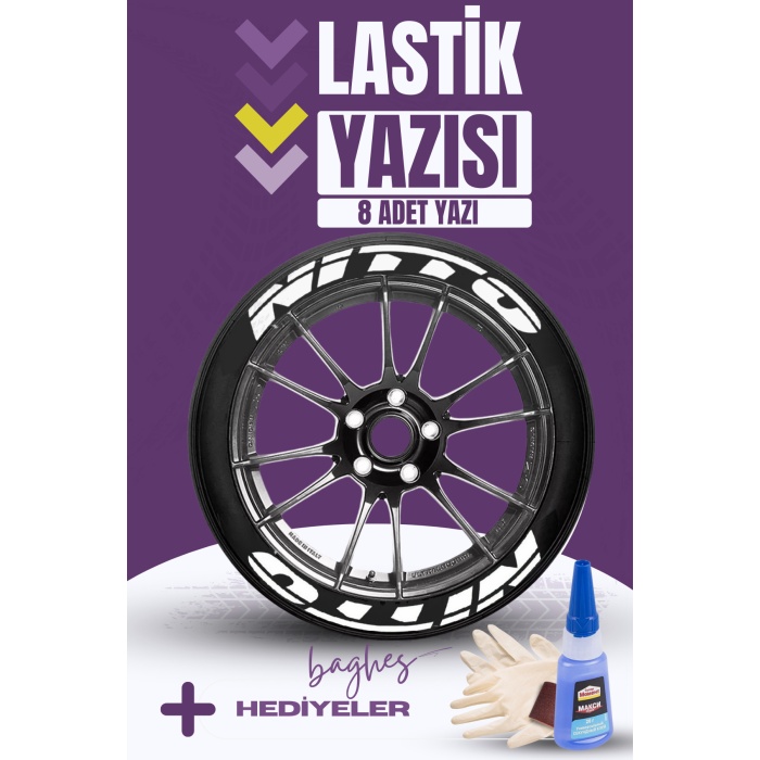 Nitto Motosiklet Ve Otomobil Araç 3d Oto Lastik Yazısı Sticker Arma Seti – 8 Adet