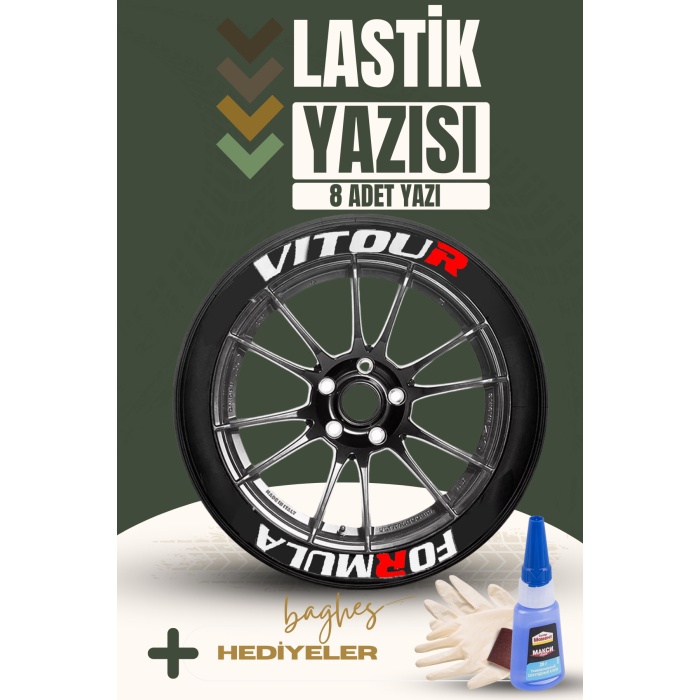 Vitour Formula Kırmızı Motosiklet Ve Otomobil Araç 3d Oto Lastik Yazısı Sticker Arma Seti – 8 Adet