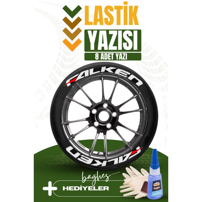 Falken Motosiklet Ve Otomobil Araç 3d Oto Lastik Yazısı Sticker Arma Seti – 8 Adet