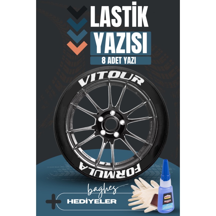 Vitour Formula Motosiklet Ve Otomobil Araç 3d Oto Lastik Yazısı Sticker Arma Seti – 8 Adet